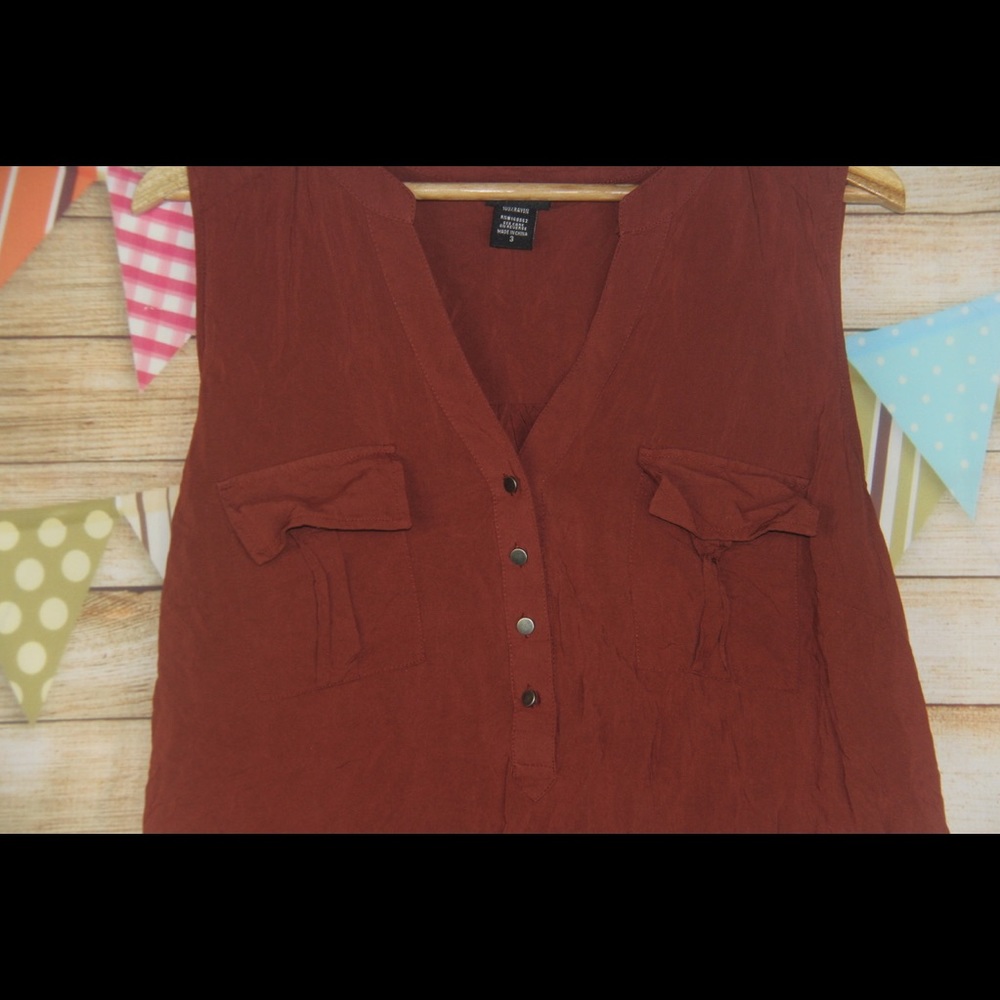 Torrid Harper Brick Red Challis Sleeveless Blouse - Picture 3 of 11